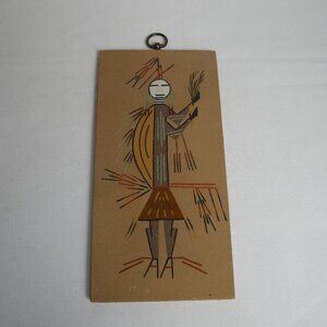 Vintage Navajo "Hunchback Medicine Man"  Sand Art w/ Tribal Figure Design 12"x6"